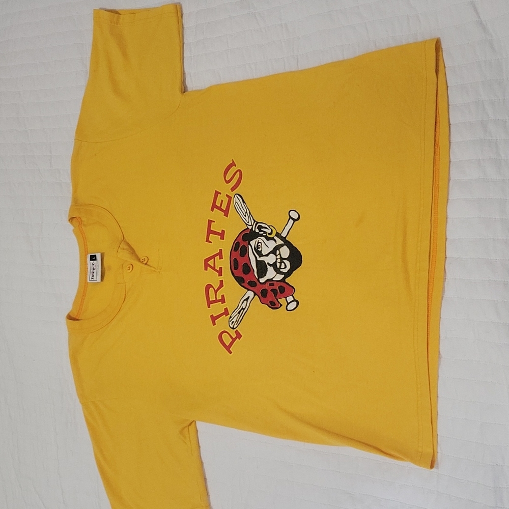 Vintage Pittsburg Pirates Henley Shirt!!! Cool !!! Size Large
